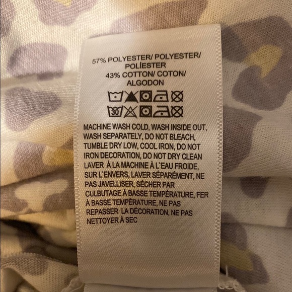 Lucky Brand Tee Shirt Leopard Print Short Sleeve Lavender Yellow Size Large - Picture 3 of 8